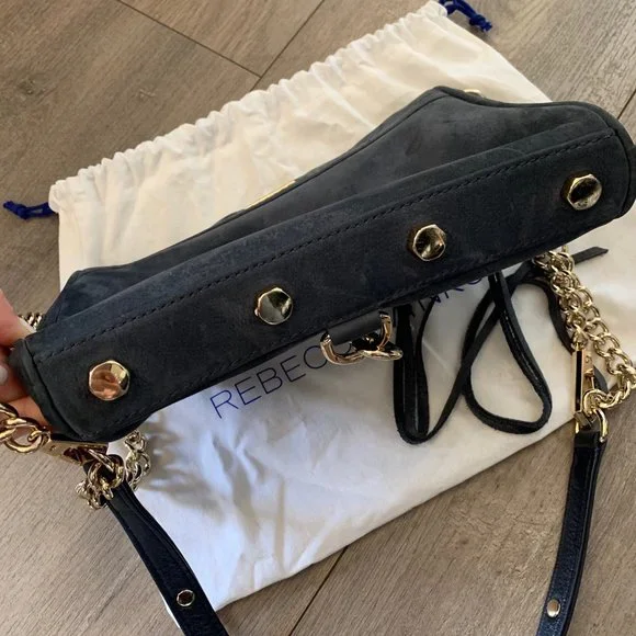 Rebecca Minkoff Mini Mac Blue Suede with Gold Hardware + Dustbag - Picture 5 of 8